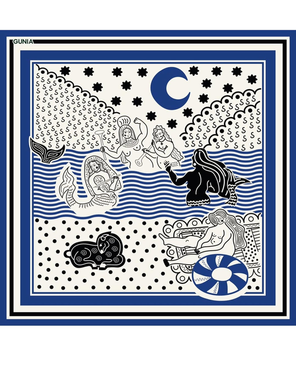 Gunia Project Silk Scarf with Mermaids