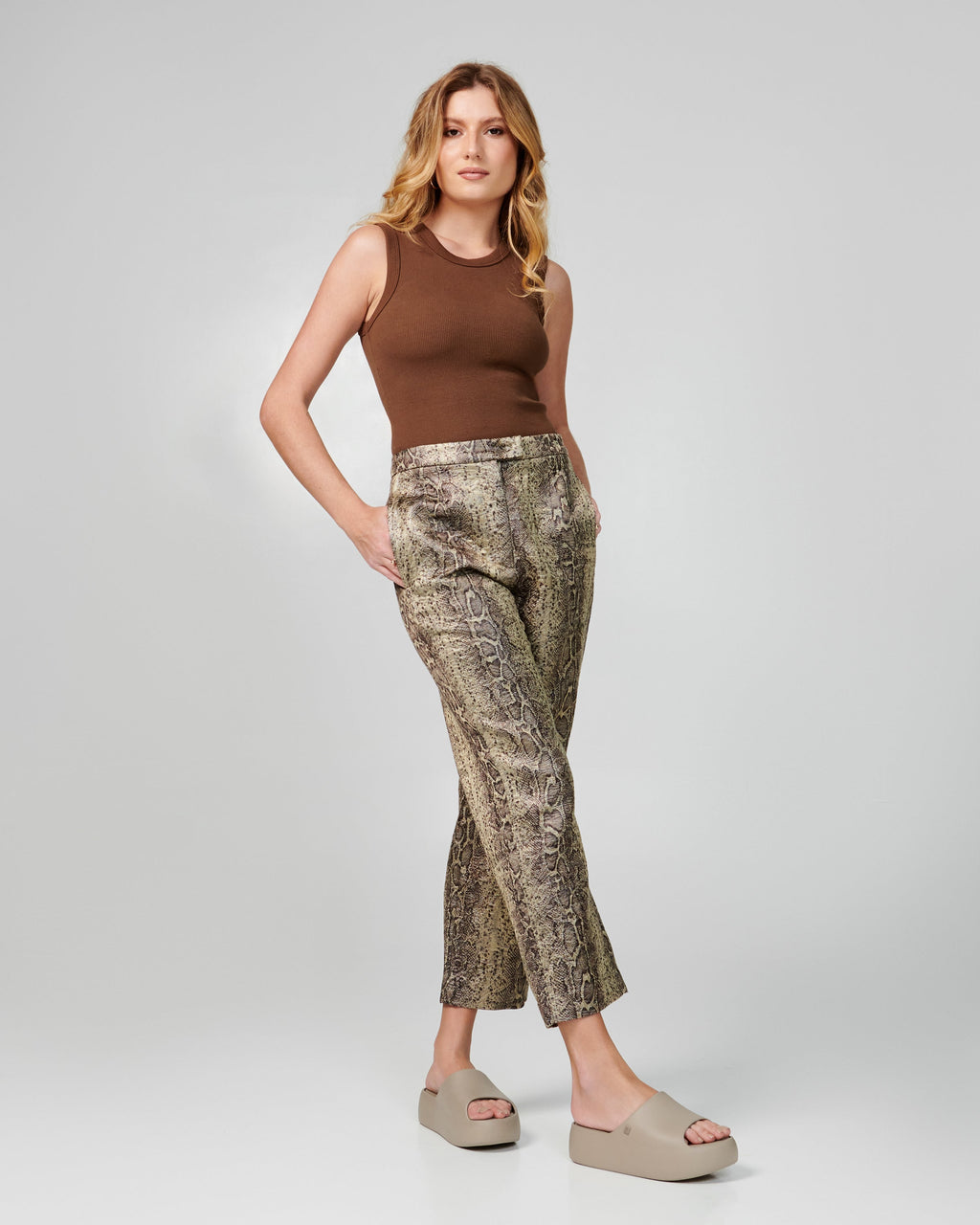 Melissa Free Platform Slide - Dark Beige