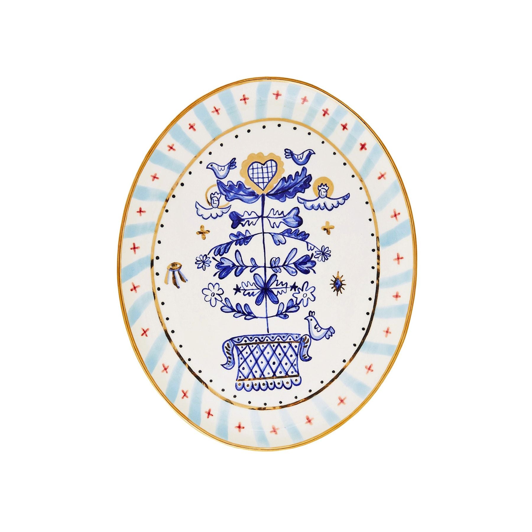 Gunia Project Oval Plate with a Tree Of Life