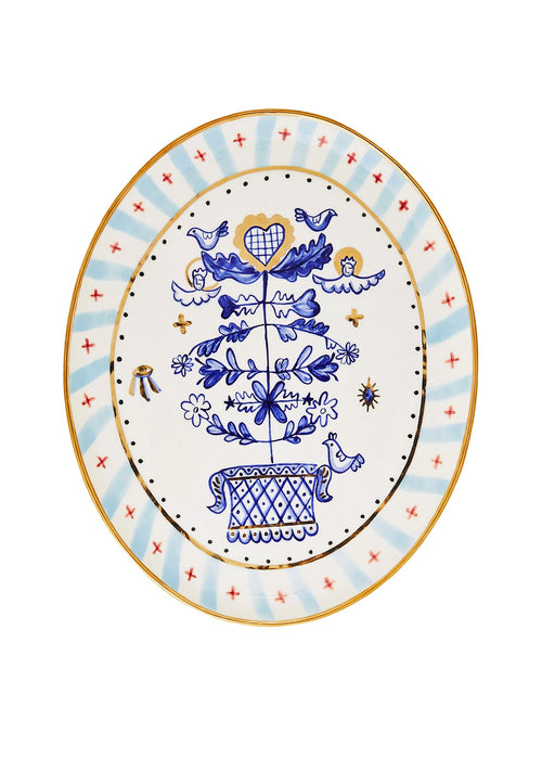 Gunia Project Oval Plate with a Tree Of Life