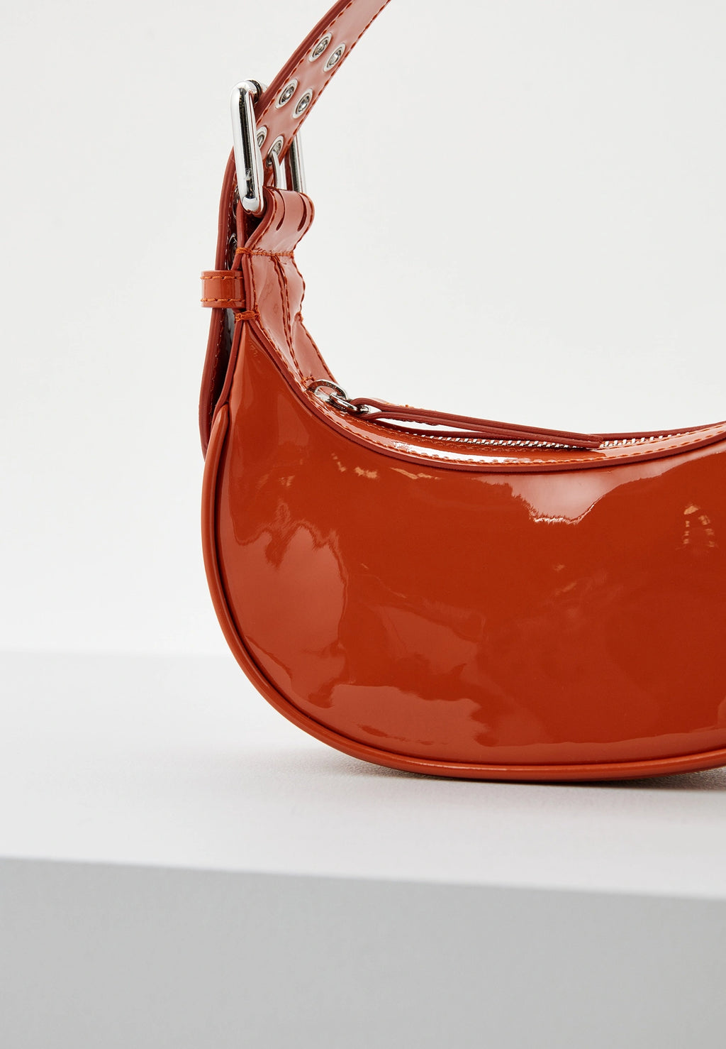 By Far Mini Soho Burnt Orange Patent Leather