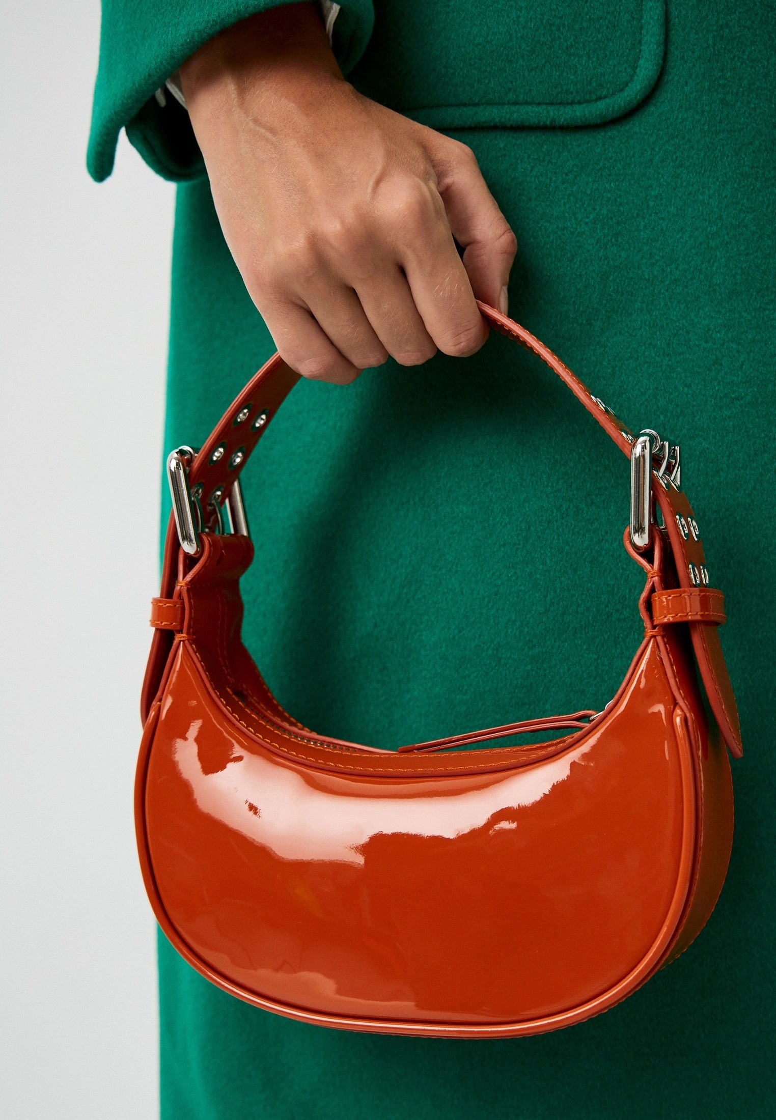 By Far Mini Soho Burnt Orange Patent Leather