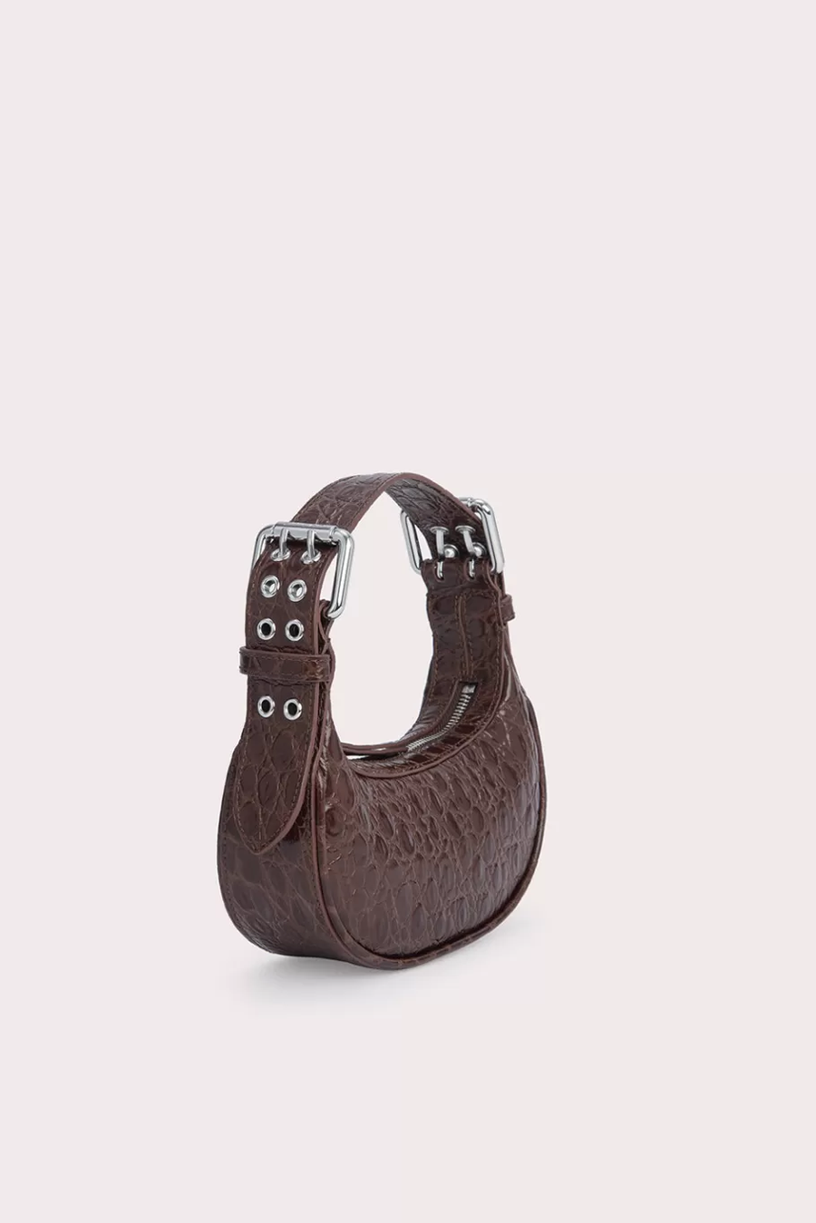 By Far Mini Soho Sequoia Circular Croco Embossed Leather