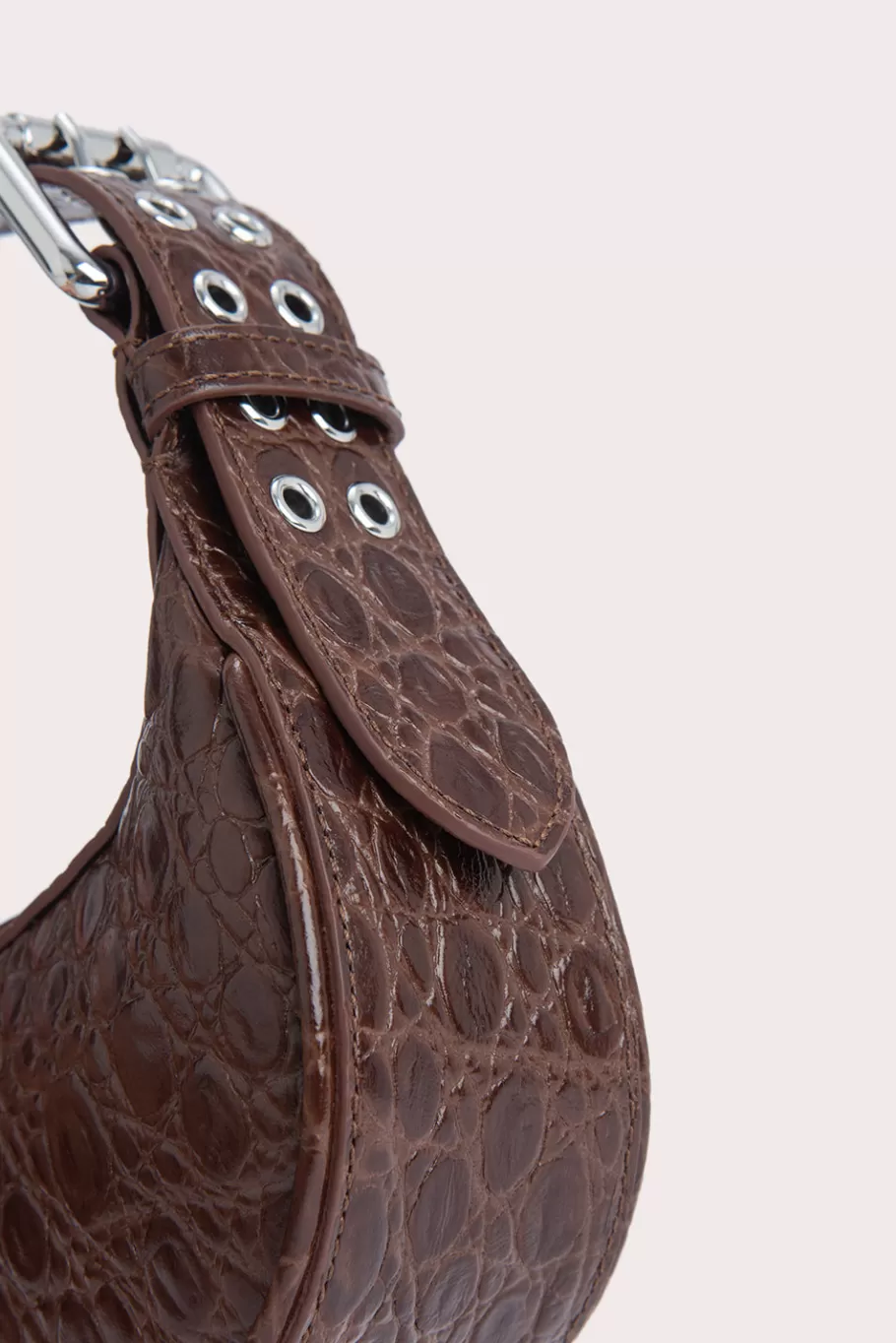 By Far Mini Soho Sequoia Circular Croco Embossed Leather