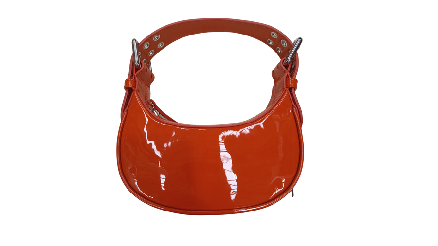 By Far Mini Soho Burnt Orange Patent Leather