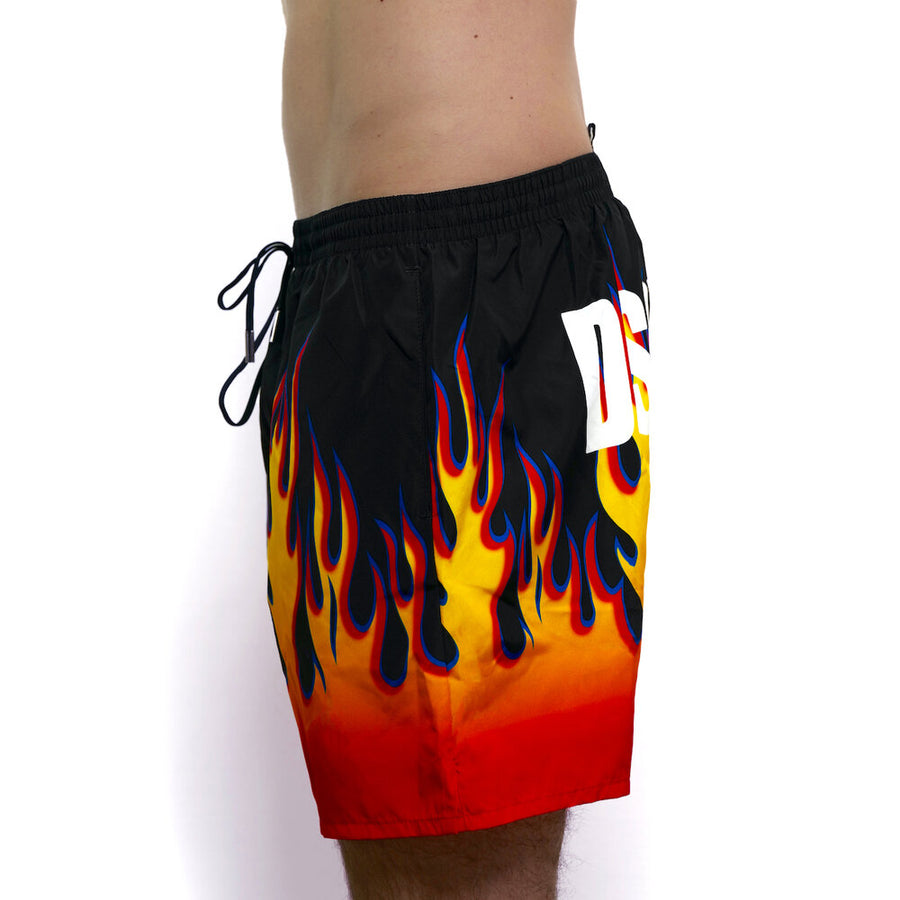 DSQUARED2 Flame-Print Midi Swim Shorts