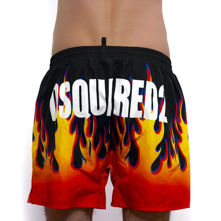 DSQUARED2 Flame-Print Midi Swim Shorts