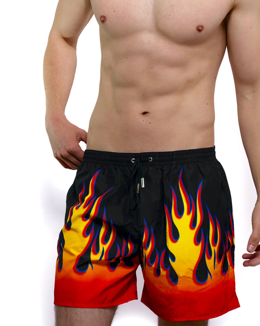 DSQUARED2 Flame-Print Midi Swim Shorts