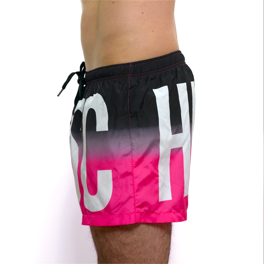 MOSCHINO Fluoro Fade Logo Midi Swim Shorts The Haute Online